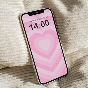 Aesthetic Pink Hearts Retro iPhone Wallpaper Bundle, IOS Wallpaper, Cute Wallpaper, IOS Home Screen, Digital Download.