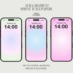 Pretty Pastel Aura Gradient iPhone Wallpapers - Bundle of 3 | Summer Vibe Lock Screens | Digital Download By Top Girl Studio