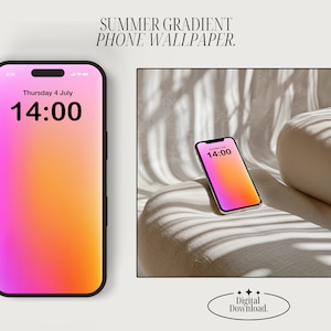 Aura iPhone Wallpaper, Aesthetic Gradient Wallpaper, Pink and Orange Lock Screen, Minimal, Abstract. Digital Download.