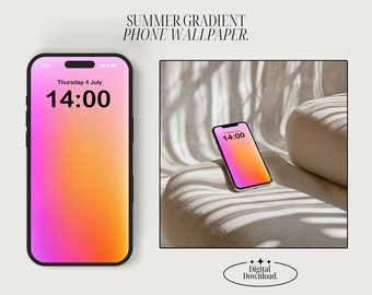 Aura iPhone Wallpaper, Aesthetic Gradient Wallpaper, Pink and Orange Lock Screen, Minimal, Abstract. Digital Download.