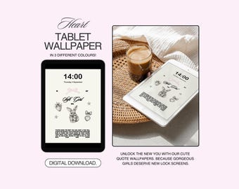Soft Girl Aesthetic iPad Wallpaper | Bunny & Heart Design | Inspirational Quote Lock Screen | Autumn Fall Vibe for Tablet By Top Girl Studio