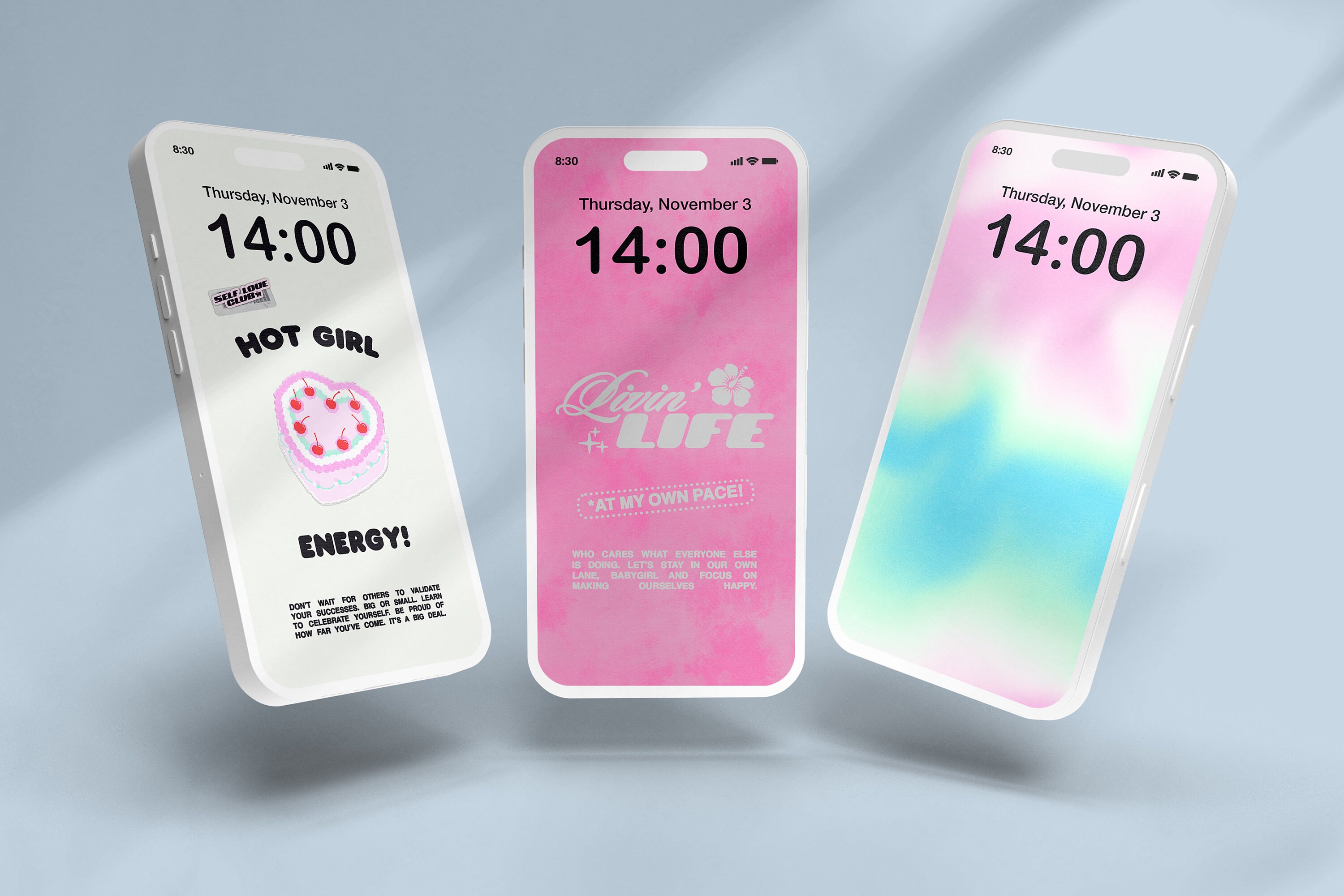 美しい Y2K iPhone 壁紙バンドル、5 枚セット、バラエティパック、引用