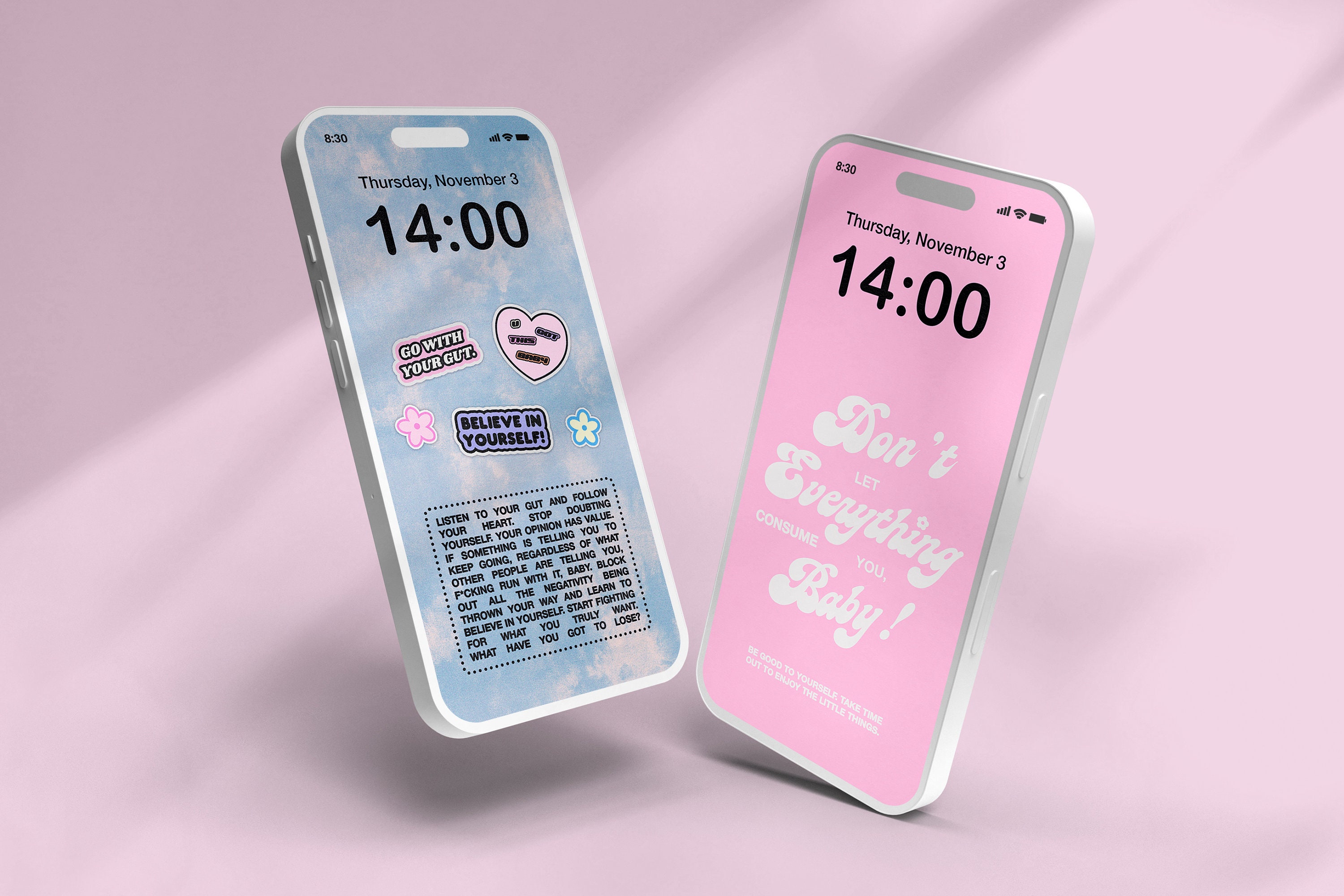 美しい Y2K iPhone 壁紙バンドル、5 枚セット、バラエティパック、引用