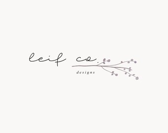 Watercolor Logo - Blossom Branch - Photography Logo - Calligraphy Logo - PSD Logo Template - Handwritten Font - Cute Branding Purple Logo 7