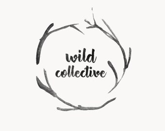 Circle Logo - Watercolor Logo - Wreath Logo - Nature Logo - Handwritten Logo - Logo Template - Black Ink Texture - Rustic Logo Brush Font 78