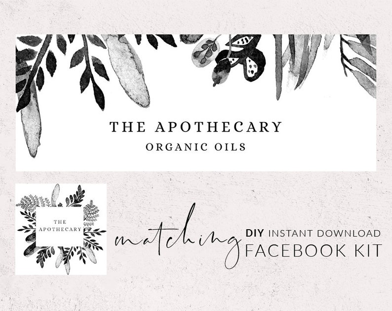 Black and white etsy banner Etsy branding kit Etsy shop Etsy