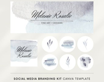 Social media branding kit Canva, Watercolor wash, Social media templates Canva, Facebook cover, Instagram story template, Instagram logo