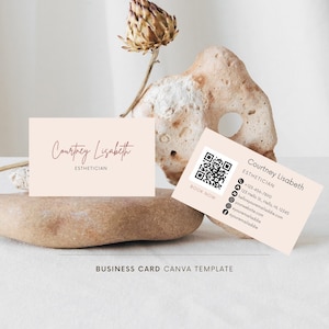 Esthetician business card template, QR code business card template, Business card template Canva, Business card design, Pink business card