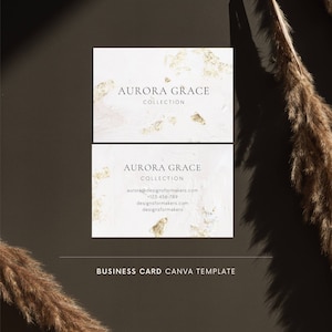 Sjabloon voor visitekaartjes Canva, visitekaartje ontwerp, Canva sjabloon, rustieke visitekaartje, visitekaartje van de stylist, bladgoud, glitter patina