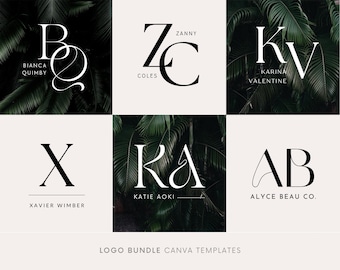 Canva logo design, Minimalist logo, Monogram logo, Initials logo, Elegant logo, Logo templates, Instant editable logo, Watermark logo bundle