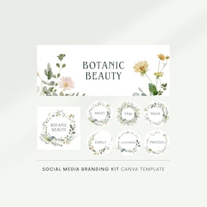 Social media branding kit Canva, Social media templates, Facebook cover, Instagram story template, Instagram logo, Watercolor greenery