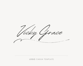 Calligraphy logo, Canva logo, Signature logo, Logos and branding, DIY logo, Logo template, Premade logo, Minimalist elegant, Flourish line