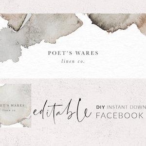 Facebook-Cover-Vorlage, Facebook-Banner, Facebook-Logo, Facebook-Vorlage, Braunes Aquarell-Banner, Natürliche Banner-Designs, Facebook-Symbol