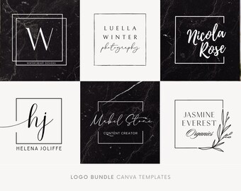 Minimalist logo bundle, Canva logo template, Elegant square frame, Calligraphy logo, Logo design, Business branding, DIY Logo design kit