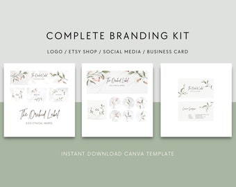 Branding kit canva templates, Branding kit package, Watercolor flowers, Etsy shop kit, Logo design template, Business card, Social media kit