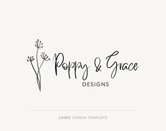 Boho Logo, Premade Small Business Logo Design, Diy Beauty Salon Logo, Editable Canva Template, Premade Canva Logo, Calligraphy Line Art