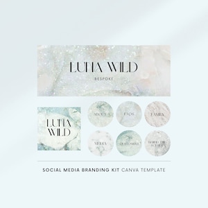 Social media branding kit Canva, Social media templates, Facebook cover, Instagram story template, Instagram logo, Glitter marble branding