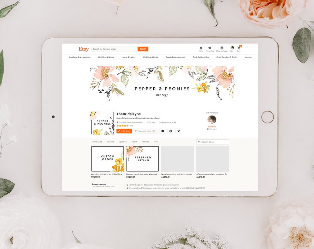 Etsy banners Etsy branding kit Etsy shop graphics Cover | Etsy