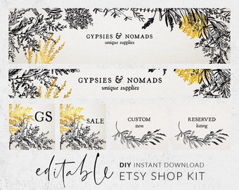 Conception de boutique Etsy, Set bannière etsy, Graphiques de magasin Etsy, Kit de marque préfabriqué, Conception de bannière, Templett, Icône de la boutique, Ensemble de boutique Etsy, Image de couverture