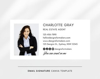 Canva Real Estate Agent template, DIY email signature template, Luxury, Minimalist, Professional branding, Real Estate social media, Photo