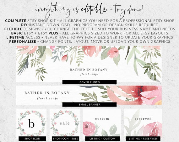 84073764 Etsy Shop Banner Set Premade Etsy Kit Bling Damask Premade Etsy Banner Set Etsy Banner Set