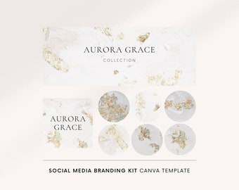 Social media icons, Canva template, Gold Facebook banner template, Facebook branding, Facebook template, Rustic painting, Organic surface