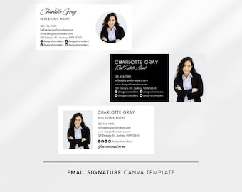 Canva Agent nieruchomości, Pakiet szablonów podpisu e-mail, Marketing agenta nieruchomości, Branding firmy DIY, Profesjonalny szablon podpisu e-mail