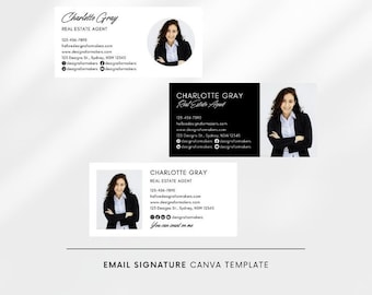 Canva Real Estate Agent, Email signature template bundle, Realtor marketing, DIY business branding, Professional email signature template