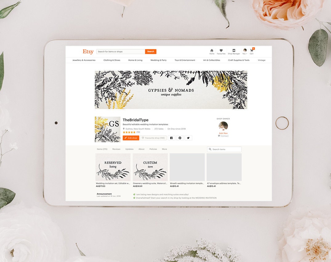 Etsy Shop Design Set Etsy Banner Etsy Store Graphics | Etsy