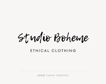 Canva template logo, Logo template, Logo designer, Minimalist logo, Boho business branding, Rustic logo, Brush font, DIY handwritten logo