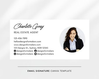 Real Estate Agent, Canva email signature template, Minimalist, Corporate, Elegant, Professional email, Real Estate social media, Photo email