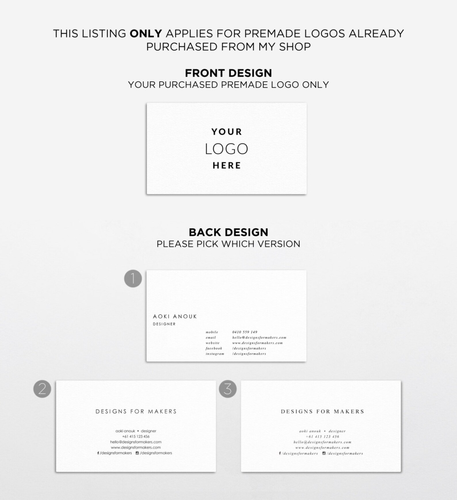 Matching Business Card for My Logo Designs Business Card Etsy Australia