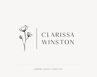 Logo design, Canva logo template, Floral line art, Flower logo, Minimalist logo, Elegant logo, Business logo, Luxury brand Feminine business