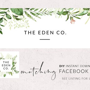 Etsy shop design, Set etsy banner, Etsy shop kit template, Watercolor greenery banner for Etsy, Etsy store banner, DIY Etsy banner set image 6