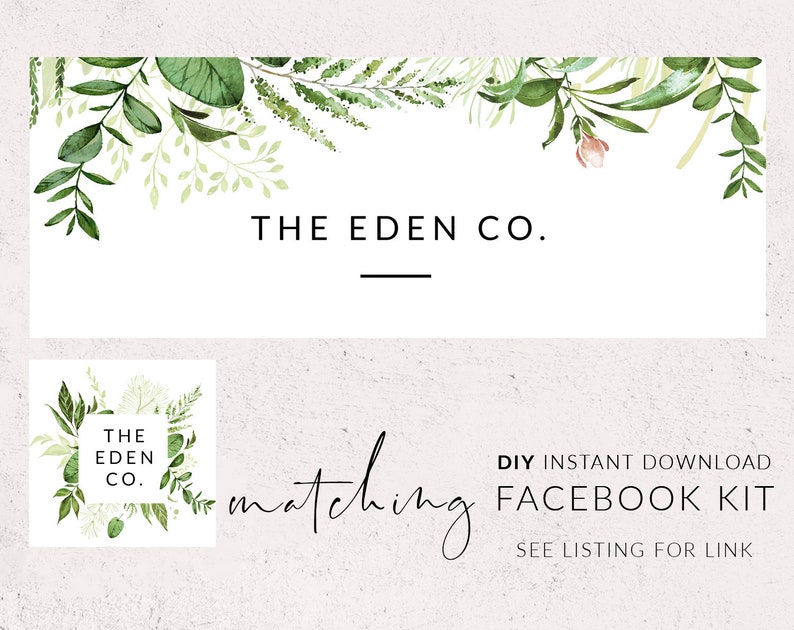 Etsy shop design, Set etsy banner, Etsy shop kit template, Watercolor greenery banner for Etsy, Etsy store banner, DIY Etsy banner set image 6