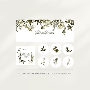 Social media branding kit Canva, DIY social media templates, Facebook cover, Instagram story template, Instagram logo, Watercolor greenery