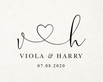 Wedding logo monogram, Wedding logo design, Couples initials logo, Premade logo design, Heart logo, Font with heart, Calligraphy logo