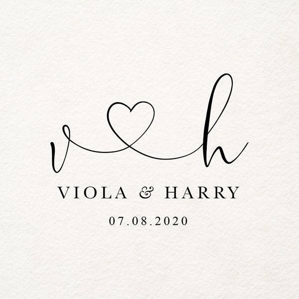 Wedding logo monogram, Wedding logo design, Couples initials logo, Premade logo design, Heart logo, Font with heart, Calligraphy logo