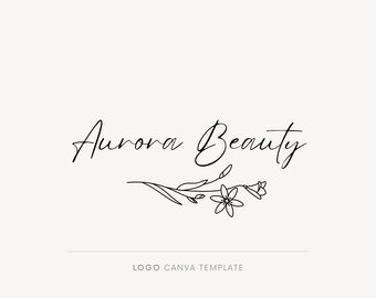 Canva logo template, Floral line art, Calligraphy logo, Wreath logo, Modern logo design, DIY logo kit, Elegant logo design, Floral branding