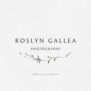 Minimal logo with wreath, Canva logo template, Photography logo, Classic fonts, Small business, Branding logo, Instant download, Delicate