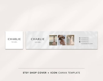 Etsy shop kit, Etsy banner, Canva template, Etsy branding, Etsy cover photo, Etsy shop template, Branding kit, Product photos, Leaves shadow