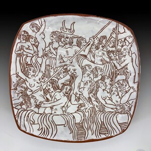 Demons boiling sinners dinner plate