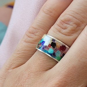Ring . Cloisonne Emaille,Handmade, Unikat, pure silver 925