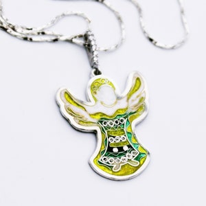 Angel. Cloisonne enamel, handmade, unique, sterling silver
