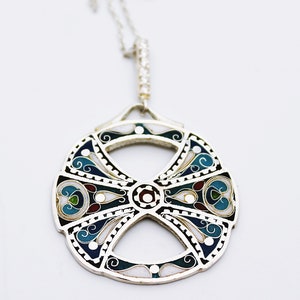 Counterpart. Cloisonne enamel, handmade, unique, sterling silver 925