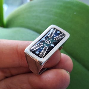 Ring.  Cloisonne enamel, handmade, unique, pure silver 925