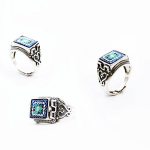 Ring. Cloisonne enamel, handmade, unique, pure silver 925