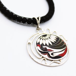 Pendant “Woman”. Cloisonne enamel, handmade, unique, sterling silver 925
