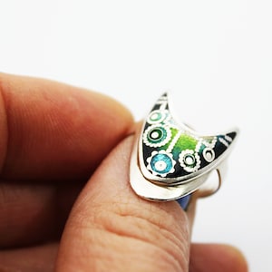 Handmade ring. Cloisonne Emaille, Unikat,pure silver