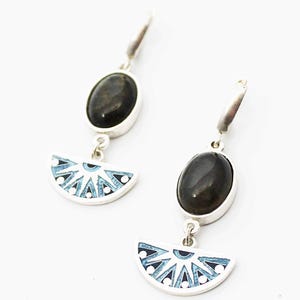 Handmade earrings.  Cloisonne Enamel, handmade, unique, pure silver